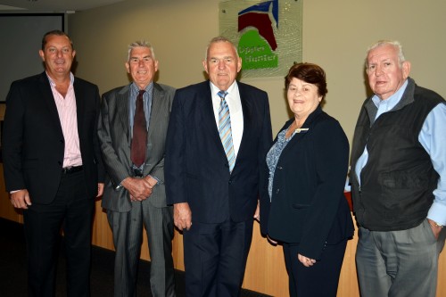 Upper Hunter Shire Mayor, Cr. Michael Johnsen; Association of Mining Related Councils Executive Officer, Don Tydd; Chair, Col Mitchell (Wollondilly Mayor); Singleton Councillor, Val Scott; and Cessnock Councillor, Jeff Maybury.