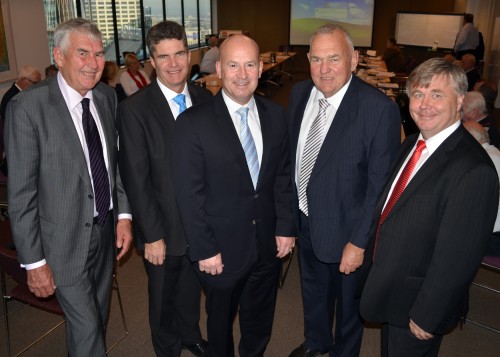 AMRC Executive Officer, Don Tydd; Shadow Minister for Resources and Primary Industry, the Hon. Steven Whan MLC; the Hon. John Robertson, NSW Opposition Leader, Shadow Minister for Western Sydney and Shadow Minister for the Illawarra; AMRC Chair and Wollondilly Shire Mayor, Cr Col Mitchell and Shadow Minister for Trade and Investment, the Hon. Mick Veitch MLC.